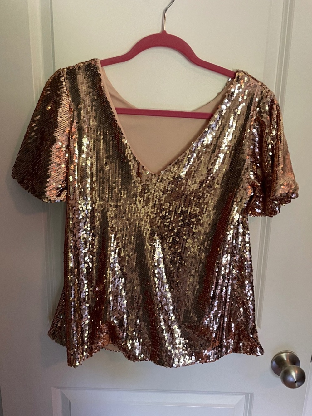 Rose gold sequin top